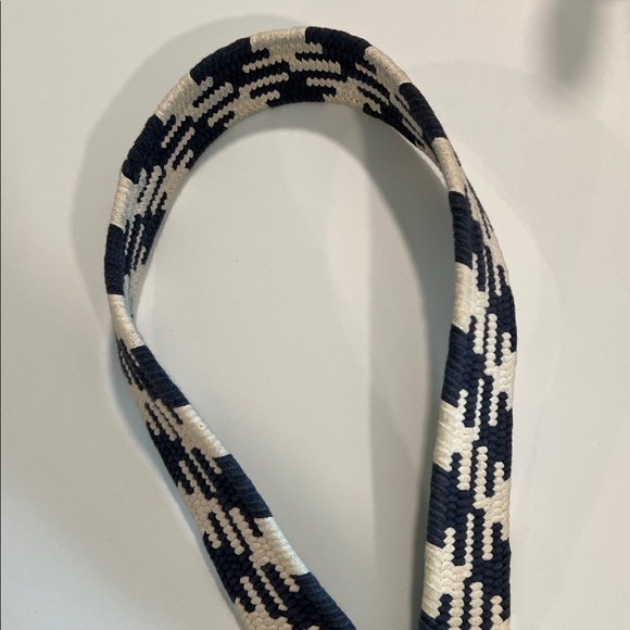 J. Crew Leather and Woven Belt - m/l, navy and cream - Picture 4 of 7